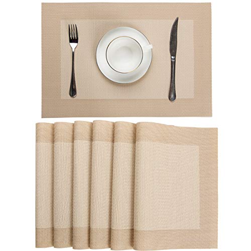 Pauwer Placemats Set of 6 for Dining Table Washable Woven Vinyl ...