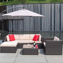 Flamaker Outdoor Furniture Outdoor Sofa 6 Pieces Wicker Sectional Furniture Set Patio Furniture  ...