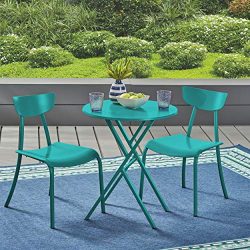 Great Deal Furniture Lucy Outdoor Bistro Set, Matte Teal