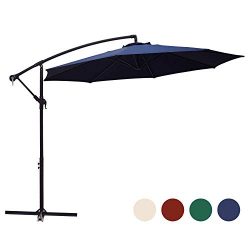 KINGYES 10ft Patio Offset Cantilever Umbrella Market Umbrellas Outdoor Umbrella with Crank & ...