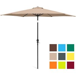 Best Choice Products 10ft Outdoor Steel Market Backyard Garden Patio Umbrella w/ Crank, Easy Pus ...