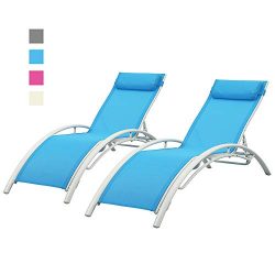 DOIT Outdoor Patio Lounge Chairs Set of 2,Patio Reclining Adjustable Chaise Lounge,Lounge Chairs ...