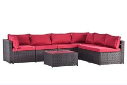 Gotland 7pcs Outdoor Sectional Sofa Patio Furniture Cushion Cover Set,Only Covers(Red) -Incl.6 S ...