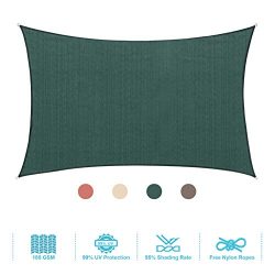 PHI VILLA Sun Shade Sail Rectangle 12’x16′ Dark Green Patio Canopy Cover – UV  ...