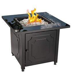 Blue Rhino Outdoor Propane Gas Fire Pit with Black Glass Top and White Fire Glass – Add Wa ...