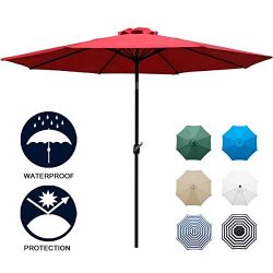 Sunnyglade 9′ Patio Umbrella Outdoor Table Umbrella with 8 Sturdy Ribs (Red)