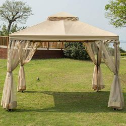 Sunnyglade 10′ x10′ Gazebo Canopy Soft Top Outdoor Patio Gazebo Tent Garden Canopy f ...