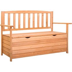 Retrohom Outdoor Patio Storage Garden Bench Deck Box Loveseat Wood Outdoor Bench Outside Sitting ...