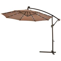 Tangkula 10FT Outdoor Patio Umbrella Solar LED Lighted Sun Shade Market Umbrella with Hanging Co ...