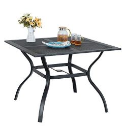 MF STUIDIO 37″ x 37″ Square Patio Bistro Table Outdoor Dining Table Powder-Coated St ...