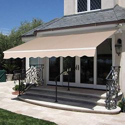 MCombo 12×10 Feet Manual Retractable Patio Door Window Awning Sunshade Shelter Outdoor Cano ...