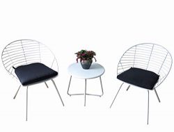 Kozyard Emily 3 Pieces Patio/Balcony Bistro Set with Stylish Iron Bar Minimalist Design Morden S ...