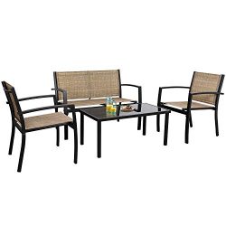 Flamaker 4 Pieces Patio Furniture Outdoor Furniture Outdoor Patio Furniture Set Textilene Bistro ...