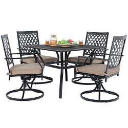 MF Studio Metal Patio Club Bistro Bar Sets Swivel Dining Rocker Chair with 2.7″ Thick Cush ...