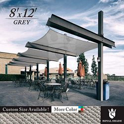 Royal Shade 8′ x 12′ Gray Rectangle Sun Shade Sail Canopy Outdoor Patio Fabric Shelt ...