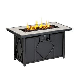 BALI OUTDOORS 42 inch 60,000 BTU Rectangular Gas Fire Pit Table, Propane Fire Pits Outdoor Black