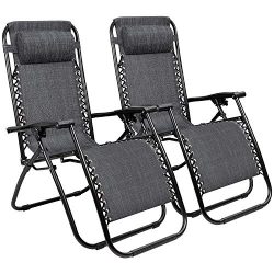 Zero Gravity Chairs Adjustable Outdoor Folding Lounge Patio Chairs with Pillow Recliners for Poo ...