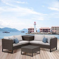 View & co Patio Sofa Patio Furniture Outdoor Sectional Furniture Set P.E Rattan Conversation ...