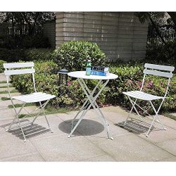 OC Orange-Casual 3-Piece Folding Outdoor Bistro Sets, Portable Steel Patio Furniture Sets, Weath ...