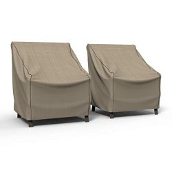 Budge P1W01PM1-2PK English Garden Patio Chair Cover, Medium (2-Pack), Tan Tweed