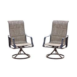 Top Space Swivel Patio Chairs Bistro Bar Stools Outdoor Furniture with All Weather Metal Frame ( ...