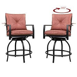 Patio Festival Swivel Bar Stools Patio Height Bistro Chairs Set of 2 PCS Outdoor Conversation Se ...