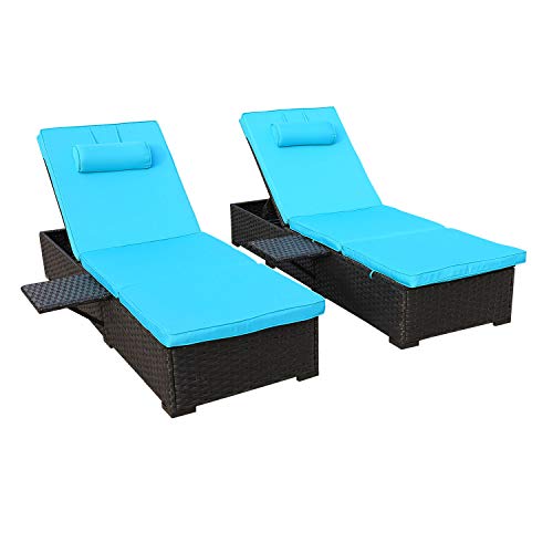 Outdoor PE Wicker Chaise Lounge - 2 Piece Patio Black ...