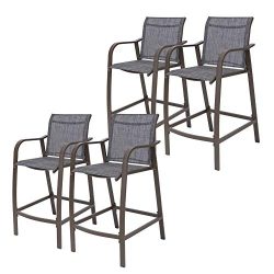 Crestlive Products Counter Height Bar Stools All Weather Patio Furniture with Heavy Duty Aluminu ...