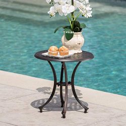 Christopher Knight Home 301752 Louis Outdoor 19″ Bronze Finished Cast Aluminum Side Table