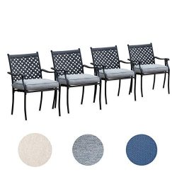 Top Space 4 Piece Metal Outdoor Wrought Iron Patio Furniture,Dinning Chairs Set with Arms and Se ...