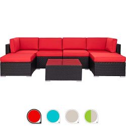 Walsunny 7pcs Patio Outdoor Furniture Sets (Red)