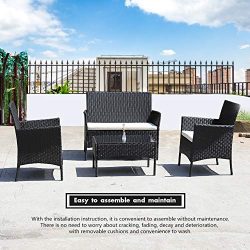 DIMAR garden 4-Piece Outdoor Rattan Patio Furniture Sectional Chair Wicker Patio Furniture Conve ...