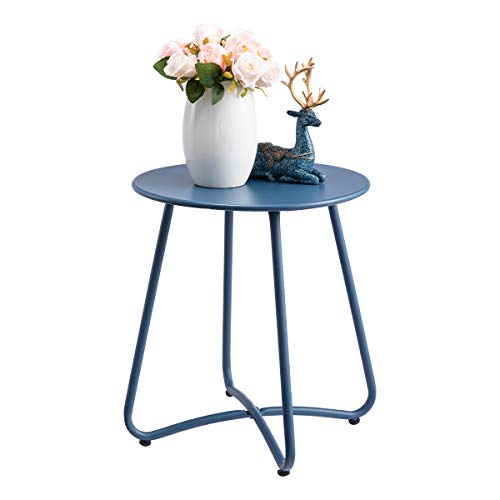 HollyHOME Small Round Patio Metal Side Snack Table, Accent ...