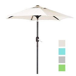 6 Ft Outdoor Patio Umbrella with Aluminum Pole, Easy Open/Close Crank and Push Button Tilt Adjus ...