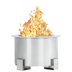 Esright 21.5″ Patio Fire Pit 304 Stainless Steel Outdoor Smokeless Wood Burning for Backya ...