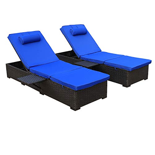 Outdoor PE Wicker Chaise Lounge - 2 Piece Patio Black ...