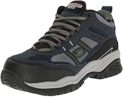 Skechers Men’s Work Relaxed Fit Soft Stride Canopy Comp Toe Shoe, Navy/Gray – 11 B(M) US