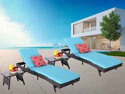 HTTH Patio Reclining Chaise Lounge Set, Adjustable Backrest,All-Weather Sun Bed Lounger Furnitur ...