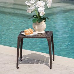Kata Outdoor 18 Bronze Finished Cast Aluminum Side Table