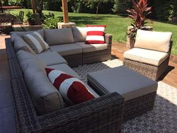 Wicker Patio Furniture Conversation Set No Assembly Outdoor Sectional Sofa Aluminum L Shape Couc ...