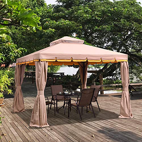 PURPLE LEAF 10' × 13' Outdoor Gazebo Garden Canopy Steel Frame Vented ...