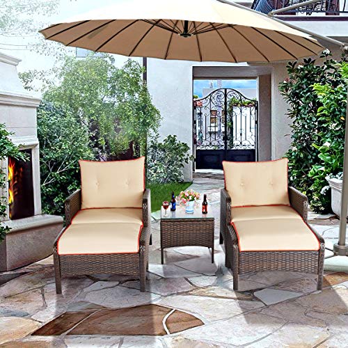 YODOLLA 5 Pieces Patio Outdoor Chairs Sets, Wicker Patio Furniture Set