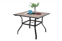 Sophia & William Outdoor Dining Table with Umbrella Hole 37″ x 37″ Metal Table f ...