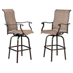 VINGLI 2PCS Outdoor Bar Stools Swivel Chairs Set, Upgraded Patio Bar Chairs, Swivel Patio Chairs ...