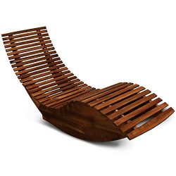 cucunu Sun Lounger Rocking Wooden Chaise Lounge Outdoor Deck Pool Garden Chair Sauna Rocking Bed ...