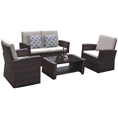 YITAHOME 5 Piece Outdoor Patio Furniture Sets, Garden Conversation ...