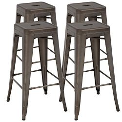 BestOffice Counter Height Metal Bar Stools Set of 4 Patio Stools Industrial Bar Chairs Indoor Ou ...