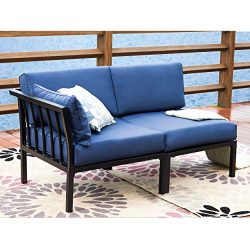 LOKATSE HOME 2 Piece Corner & Armless Sofa Outdoor Furniture Sectional Couch Set Patio Loves ...
