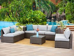 Wisteria Lane Outdoor Furniture Set 8 PCS Wicker Sectional Sofa for Garden Backyard,Modular Couc ...