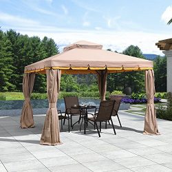 PURPLE LEAF 10′ × 10′ Outdoor Gazebo Garden Canopy Steel Frame Vented Soft Canopy, D ...